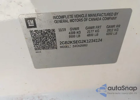 2019 Chevrolet Silverado 2500Hd Lt z USA, uszkodzony, nr VIN 2GB2KSEG2K1234124